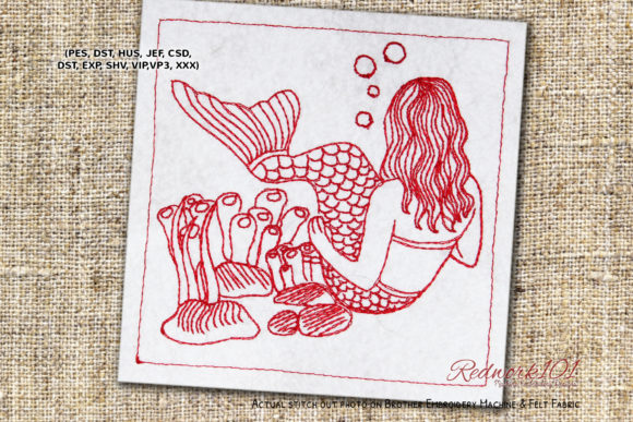 Review: Cute Mermaid Underwater Scene Redwork